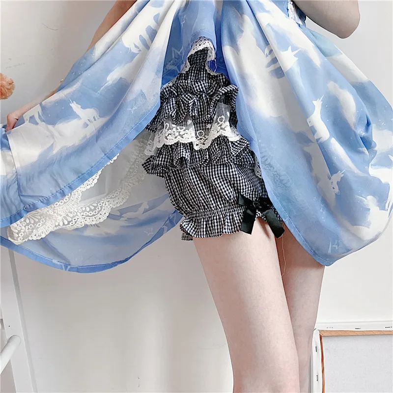summer japan style sweet Women's Clothing kawaii lace up Plaid Straight ruffles bow elastic waist chiffon Shorts Pants ulzzang
summer japan style sweet Women's Clothing kawaii lace up Plaid Straight ruffles bow elastic waist chiffon Shorts Pants ulzzang