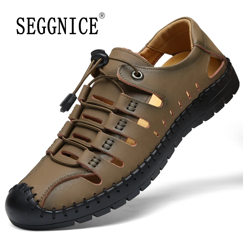 SEGGNICE Brand Summer Men Genuine Leather Shoes 2020 Men Fashion Beach Lace Up Sandals Male Outdoor Breathable Casual Sandales
SEGGNICE Brand Summer Men Genuine Leather Shoes 2020 Men Fashion Beach Lace Up Sandals Male Outdoor Breathable Casual Sandales