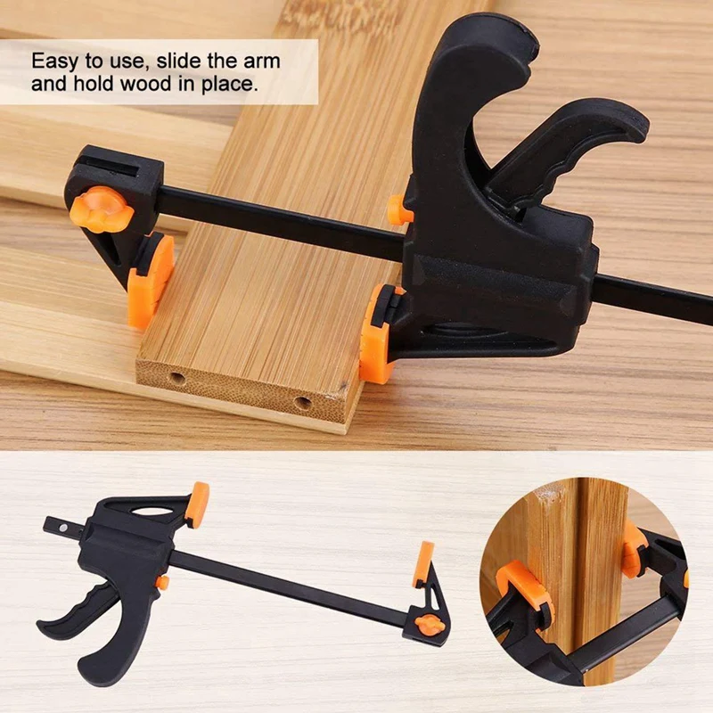 Plastic F Clamps Set 4-Piece, 100mm 4 Inch Bar F Clamps Clip & Dowel Drill Guide Aluminum Alloy 3-Hole Drill Bit
Plastic F Clamps Set 4-Piece, 100mm 4 Inch Bar F Clamps Clip & Dowel Drill Guide Aluminum Alloy 3-Hole Drill Bit