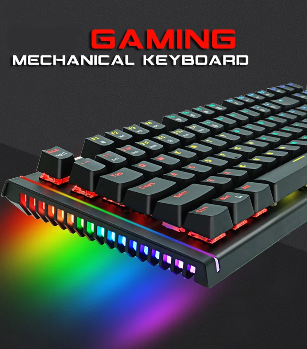 Mechanical Keyboard Wired Gaming Keyboard RGB Mix Backlit 87Key For Game Laptop PC Russian US
Mechanical Keyboard Wired Gaming Keyboard RGB Mix Backlit 87Key For Game Laptop PC Russian US