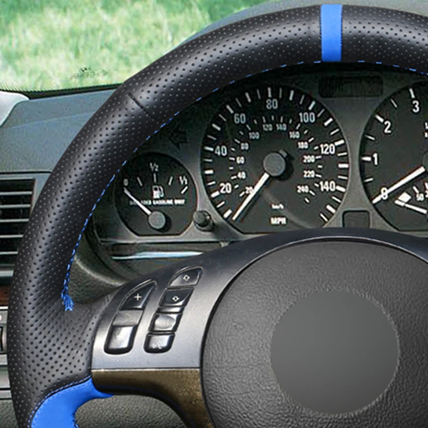 LQTENLEO Steering Wheel Cover Black Leather Blue Suede For BMW 3 Series E46 2000-2006 5 Series E39 2000-2003 E53 X5 Z3 E36 2002
LQTENLEO Steering Wheel Cover Black Leather Blue Suede For BMW 3 Series E46 2000-2006 5 Series E39 2000-2003 E53 X5 Z3 E36 2002