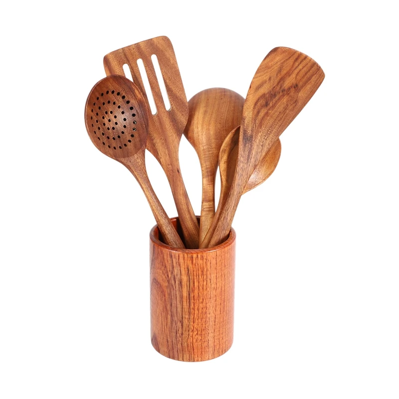 Cooking Utensils Set Wooden Cooking Tools and Storage Wooden Barrel- Natural Nonstick Hard Wood Spatula and Spoons - Durable Eco
Cooking Utensils Set Wooden Cooking Tools and Storage Wooden Barrel- Natural Nonstick Hard Wood Spatula and Spoons - Durable Eco