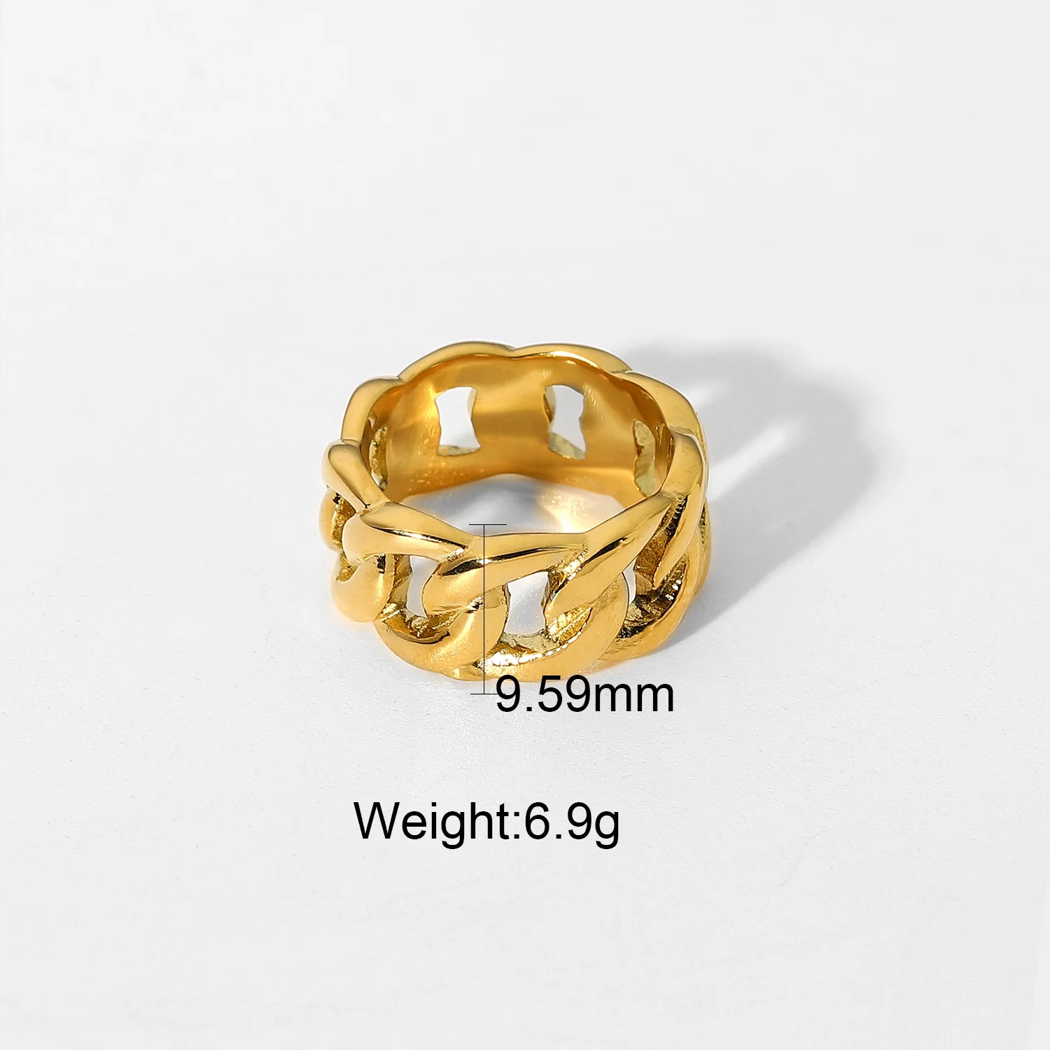 European and American Hip Hop Punk Twist Thick Chain Ring 18K Gold Plated Stainless Steel Rings Unisex Men Women Jewelry | Украшения и