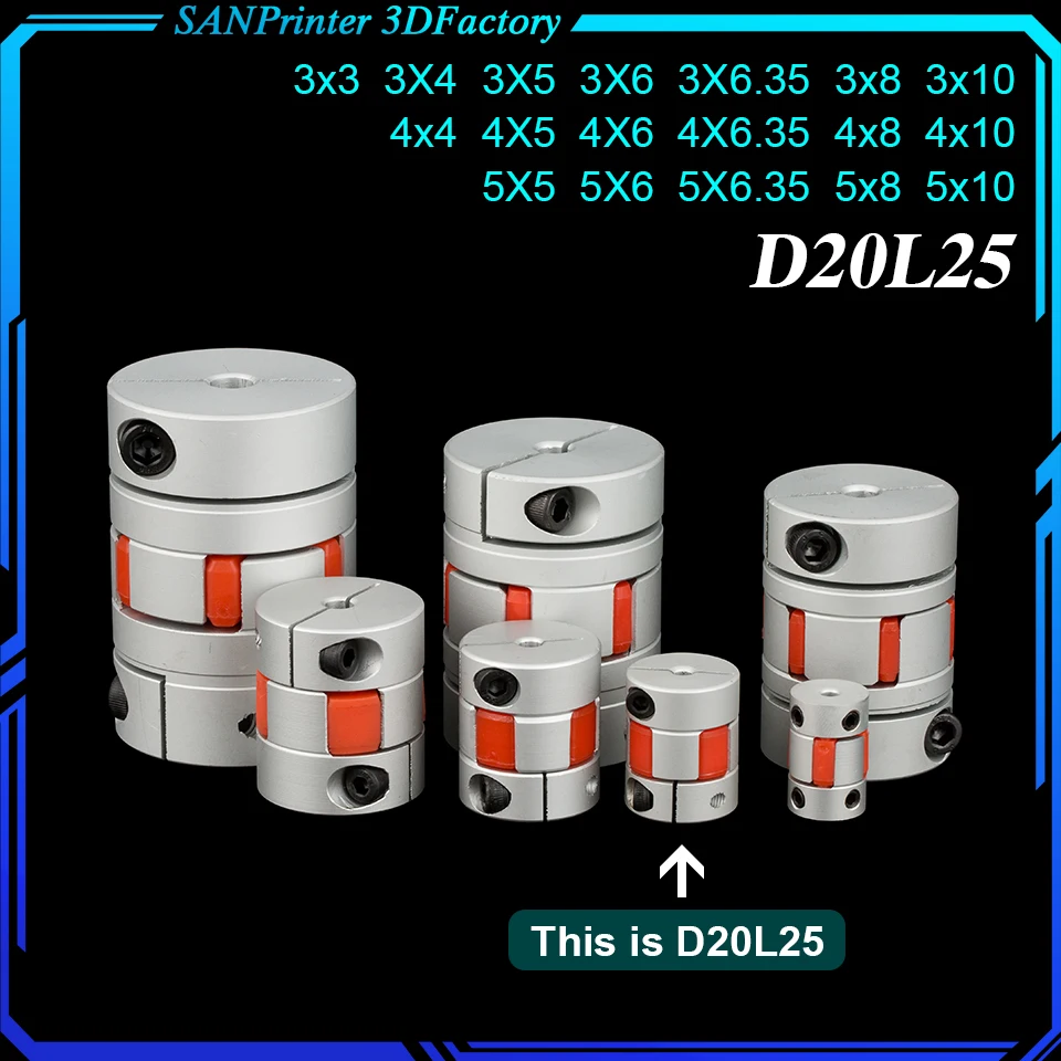 D20L25 coupler D20 L25 BW aluminum plum flexible spider coupling motor red rubber pad 6 6.35 8 10 mm V-CORE 3 5X8
D20L25 coupler D20 L25 BW aluminum plum flexible spider coupling motor red rubber pad 6 6.35 8 10 mm V-CORE 3 5X8