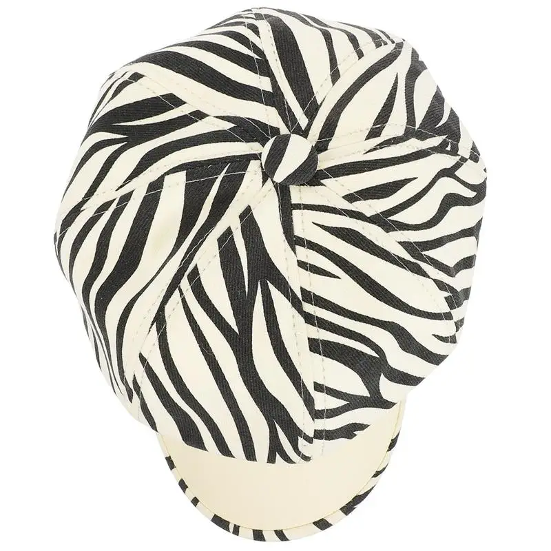 

1pc Fashion Octagonal Hat Shading Hat Zebra Pattern Designed Hat Ladies Beret Hat