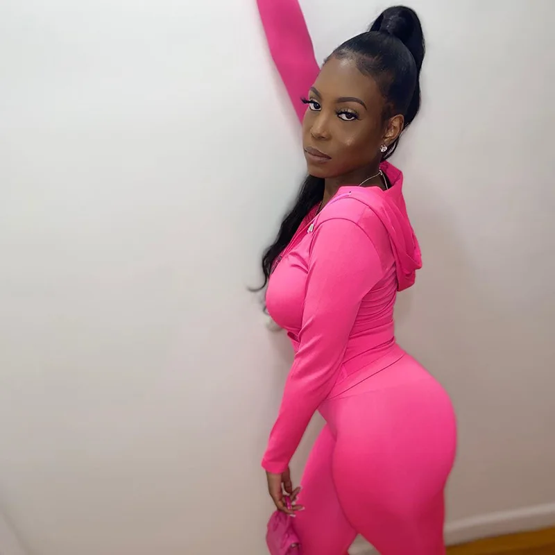 2021 Hooded Two-Piece Women's Yoga Set Long Sleeve Casual Sportswear Jacket Tights Leisure Solid Color Pencil Pants Femme
2021 Hooded Two-Piece Women's Yoga Set Long Sleeve Casual Sportswear Jacket Tights Leisure Solid Color Pencil Pants Femme