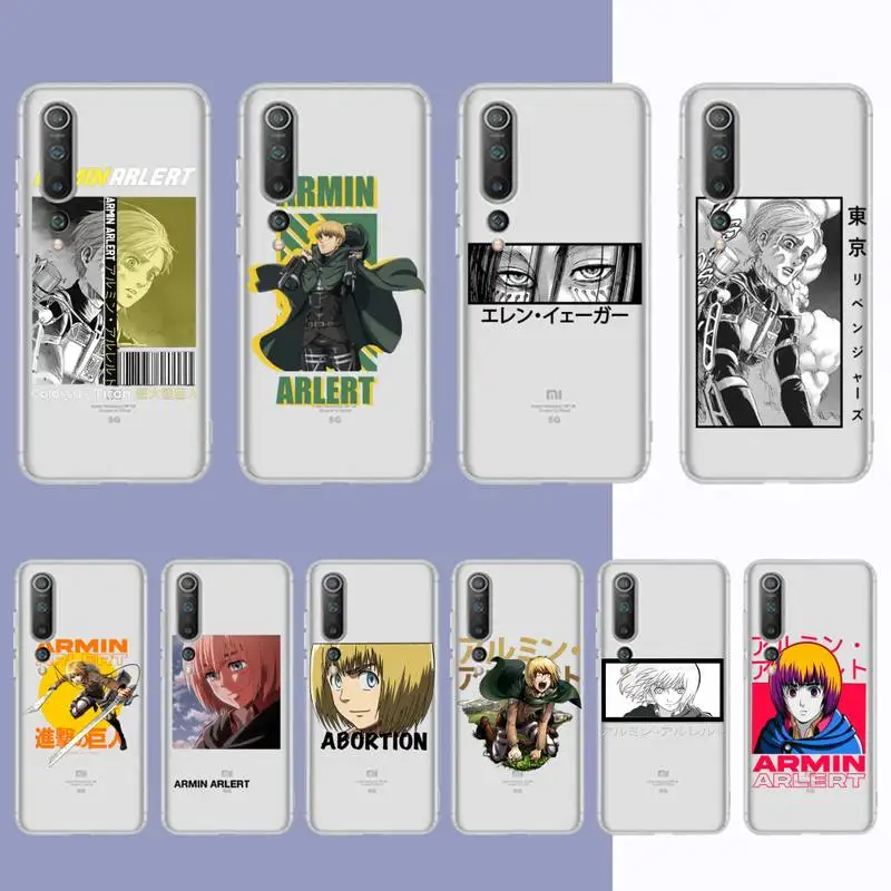 TOPLBPCS Armin Arlert Attack on Titan Phone Case For Redmi Note 5 7 8 9 10 A K20 pro max lite for Xiaomi 10pro 10T
TOPLBPCS Armin Arlert Attack on Titan Phone Case For Redmi Note 5 7 8 9 10 A K20 pro max lite for Xiaomi 10pro 10T