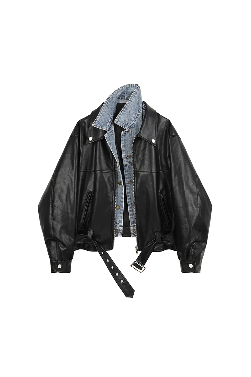 Locomotive PU Leather Jacket Women Autumn denim stitching handsome PU Leather Jacket short Coat Female motorcycle Clothing Women
Locomotive PU Leather Jacket Women Autumn denim stitching handsome PU Leather Jacket short Coat Female motorcycle Clothing Women