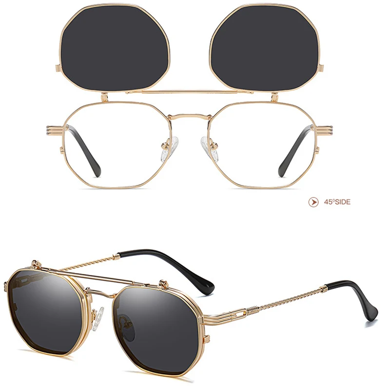 Flip Up Sunglasses for Men and Women Retro Steampunk Style Hexagon Vintage Eyewear UV400 Outdoor Eye Protection Sun Shades
Flip Up Sunglasses for Men and Women Retro Steampunk Style Hexagon Vintage Eyewear UV400 Outdoor Eye Protection Sun Shades