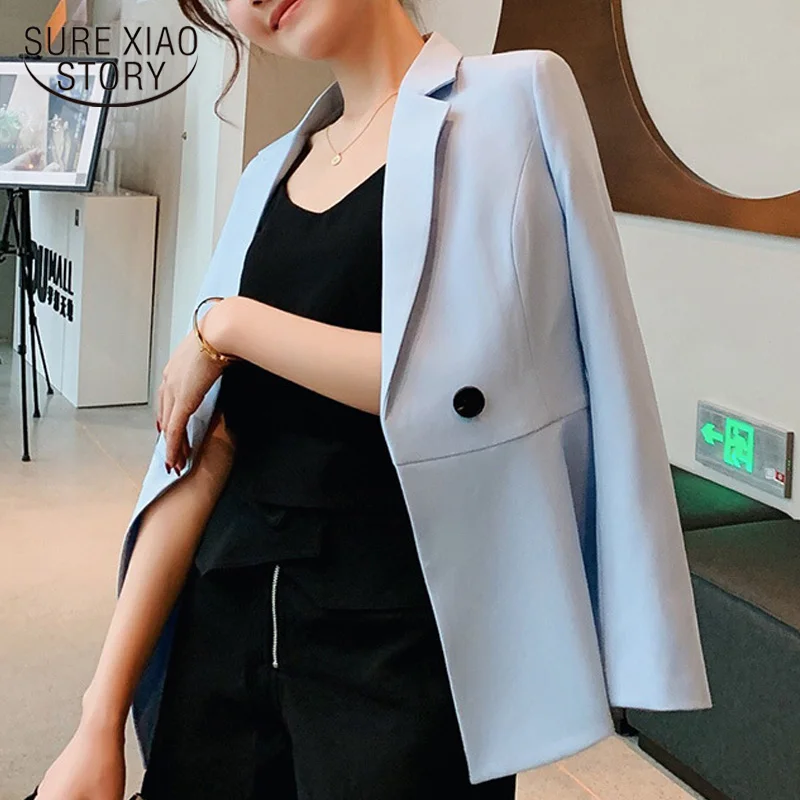 осенняя куртка с длинными Куртки женские 2019 рукавами женская однотонная Офисная
