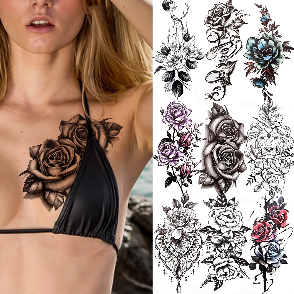 DIY Peony Rose Black Temporary Tattoos For Women Girls Fake Jewelry Lace High Quality Fake Tatoo Lion Hot Sale Tatoos Sticker
DIY Peony Rose Black Temporary Tattoos For Women Girls Fake Jewelry Lace High Quality Fake Tatoo Lion Hot Sale Tatoos Sticker