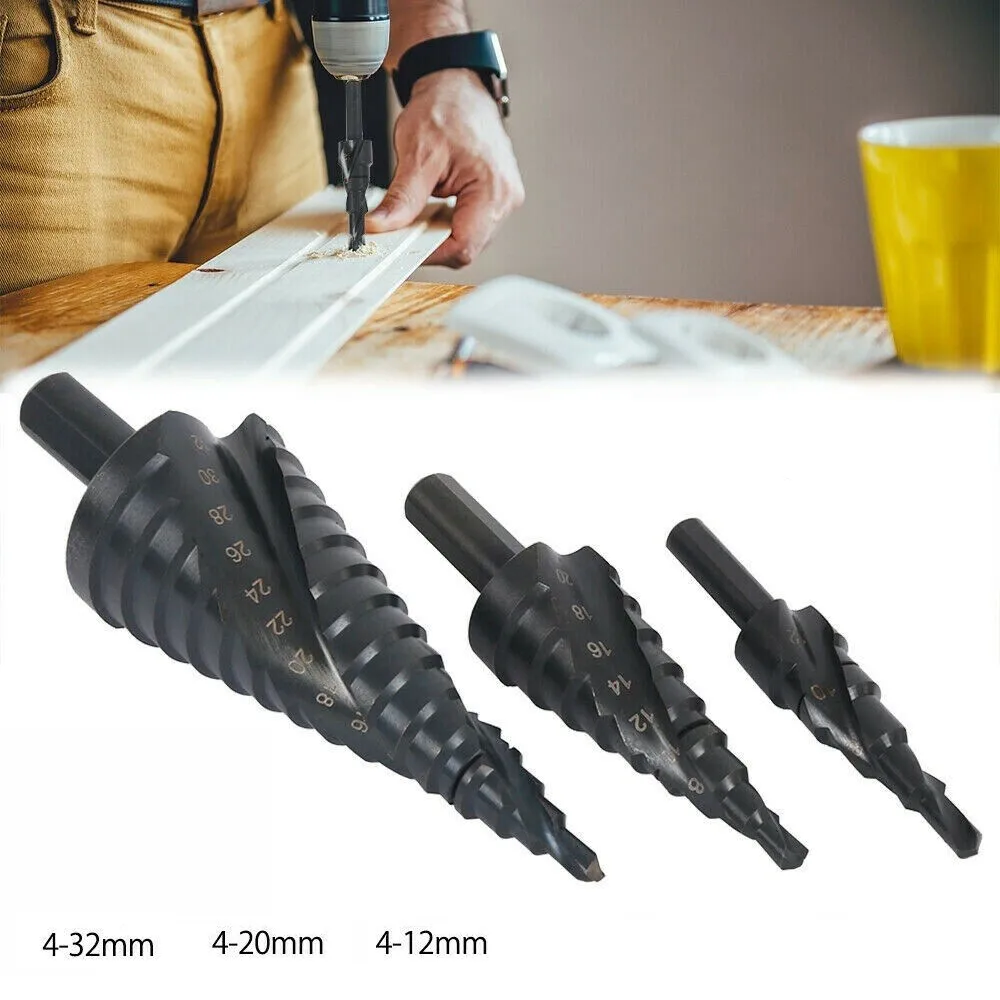 1PC Step Drill Bit Titanium 4-12 4-20 4-32 Bit Cone Cutter Drill Bit Accessories Black Power Tools Parts
1PC Step Drill Bit Titanium 4-12 4-20 4-32 Bit Cone Cutter Drill Bit Accessories Black Power Tools Parts