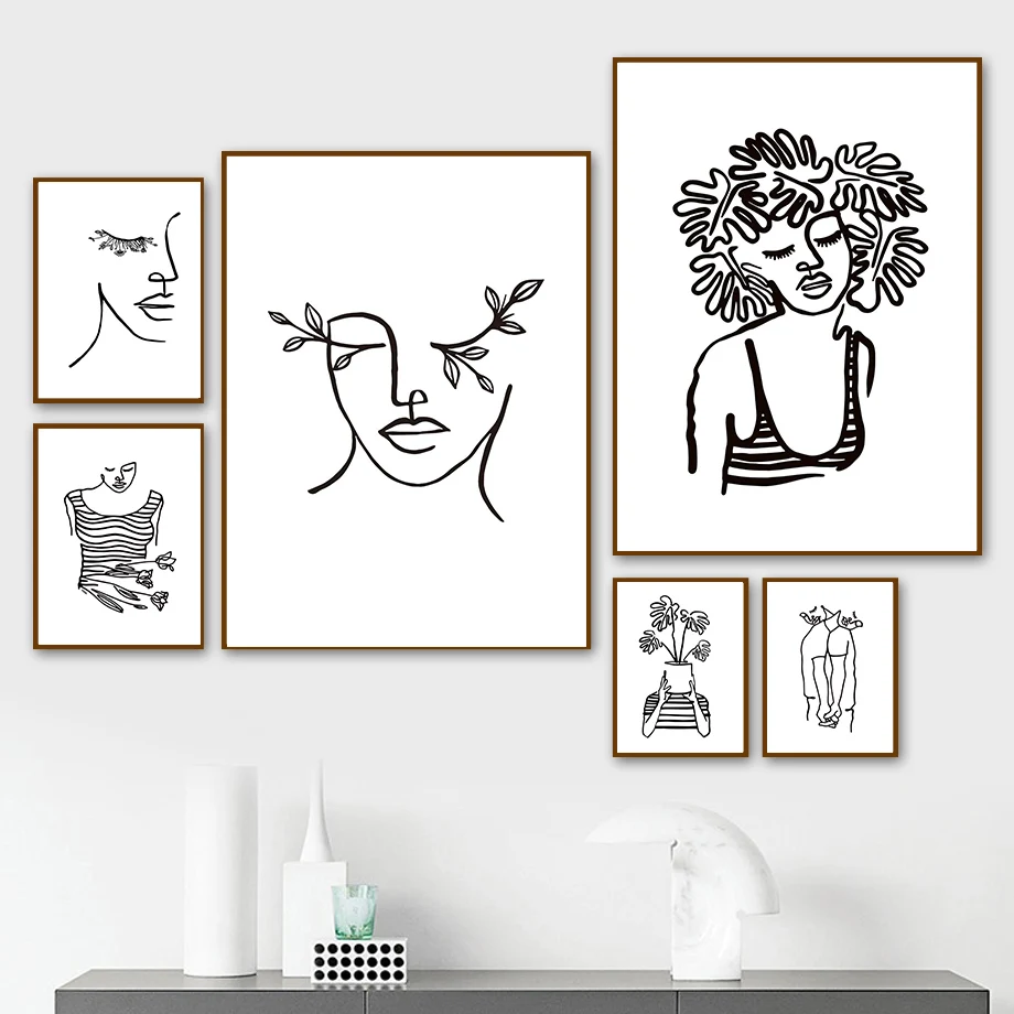 Black White Girl Monstera Line Abstraction Wall Art Canvas Painting Nordic Poster And Prints Wall Pictures For Living Room Decor
Black White Girl Monstera Line Abstraction Wall Art Canvas Painting Nordic Poster And Prints Wall Pictures For Living Room Decor