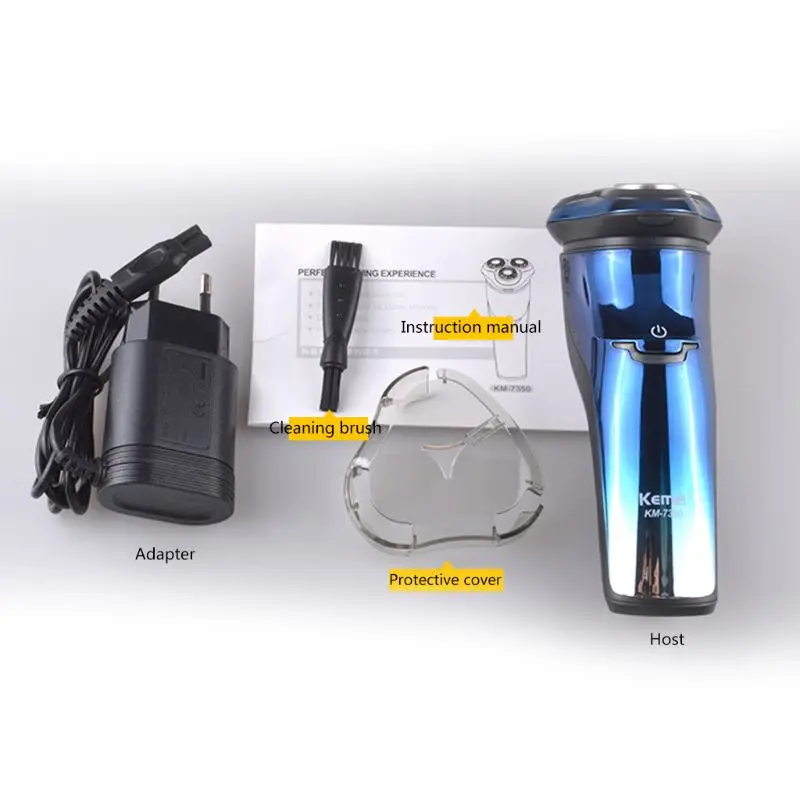 Y1UF KM-7350 220V Rechargeable Electric Shaver 3D Triple Floating Blade Heads Shaving Razor Waterproof Face Care Men Beard
Y1UF KM-7350 220V Rechargeable Electric Shaver 3D Triple Floating Blade Heads Shaving Razor Waterproof Face Care Men Beard