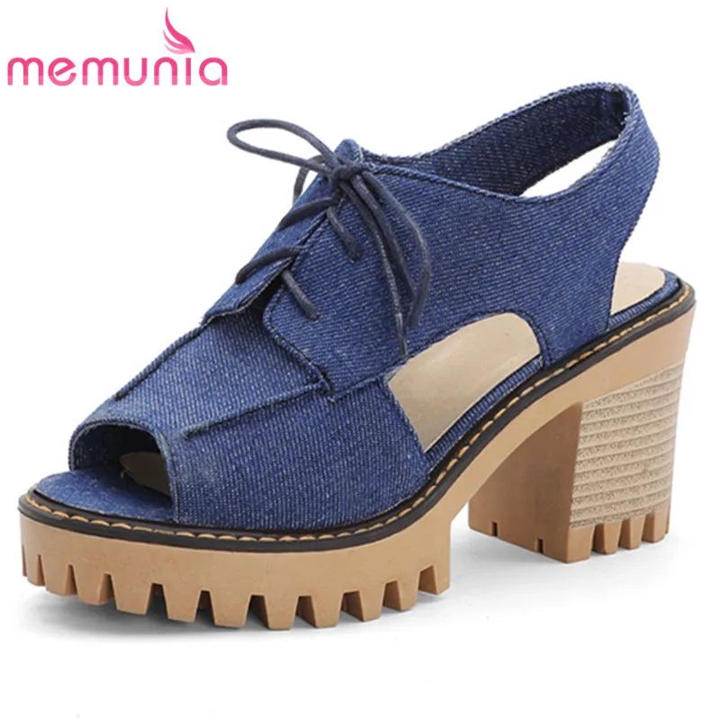 MEMUNIA 2020 new arrival women sandals denim lace up square high heels sandals popular summer casual shoes woman big size 43
MEMUNIA 2020 new arrival women sandals denim lace up square high heels sandals popular summer casual shoes woman big size 43