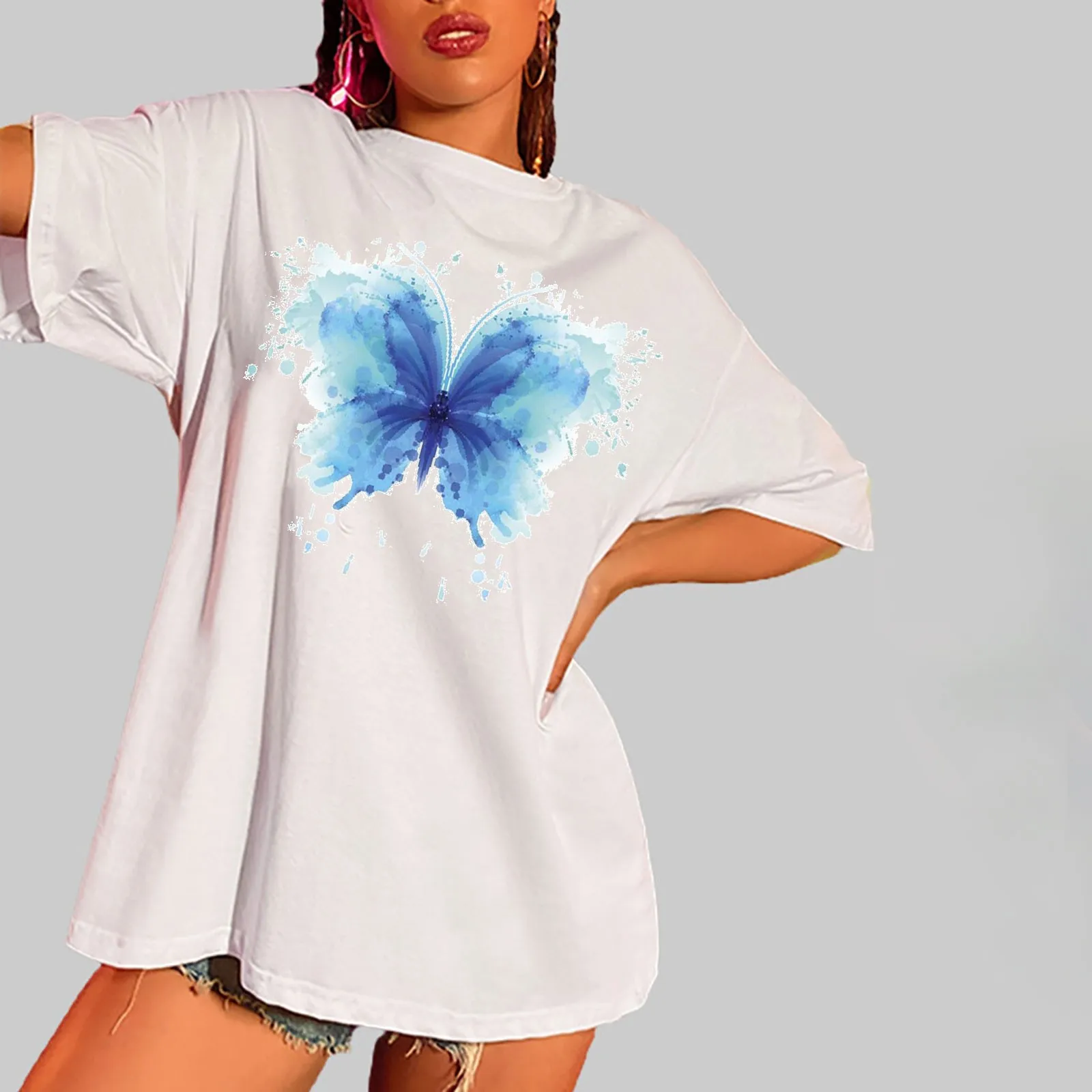 SAGACE Fashionable Casual Retro Butterfly Print Lady T-shirt Loose Polyester Short-sleeved Top Blouse футболка 2021
SAGACE Fashionable Casual Retro Butterfly Print Lady T-shirt Loose Polyester Short-sleeved Top Blouse футболка 2021