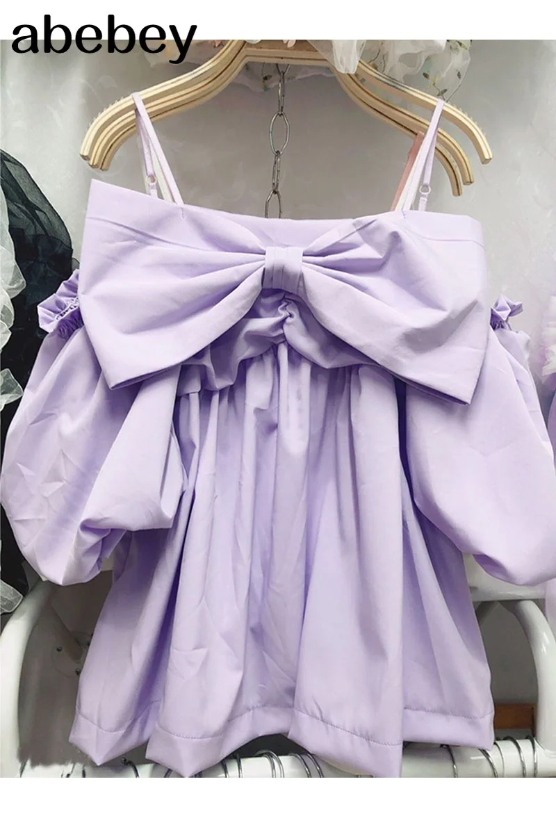 Off-Shoulder Strap Slash Neck Shirt Women's Blouse Female Korean Style Top 2021 Summer New Bow Sweet Shirt Blusas Mujer
Off-Shoulder Strap Slash Neck Shirt Women's Blouse Female Korean Style Top 2021 Summer New Bow Sweet Shirt Blusas Mujer