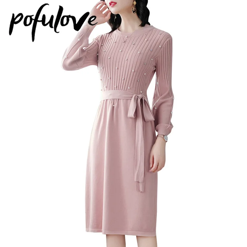 Sweater Dress Women's Mid-length Lace Beaded Knitwear Korean Pure Color Trending Sweater Dress Knee Length Autumn and Winter
Sweater Dress Women's Mid-length Lace Beaded Knitwear Korean Pure Color Trending Sweater Dress Knee Length Autumn and Winter