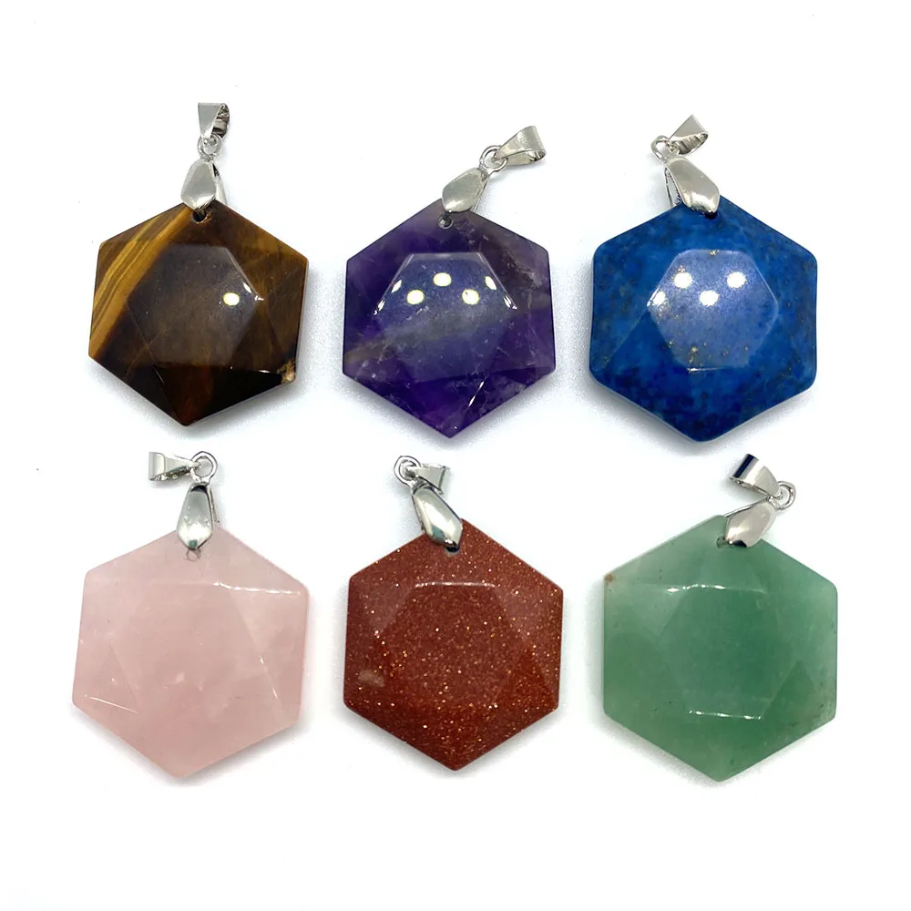 Exquisite Natural Stone Rose Quartz Amethyst Lapis Lazuli Hexagonal Faceted Charm Pendant Making DIY Jewelry Necklace Bracelet
Exquisite Natural Stone Rose Quartz Amethyst Lapis Lazuli Hexagonal Faceted Charm Pendant Making DIY Jewelry Necklace Bracelet