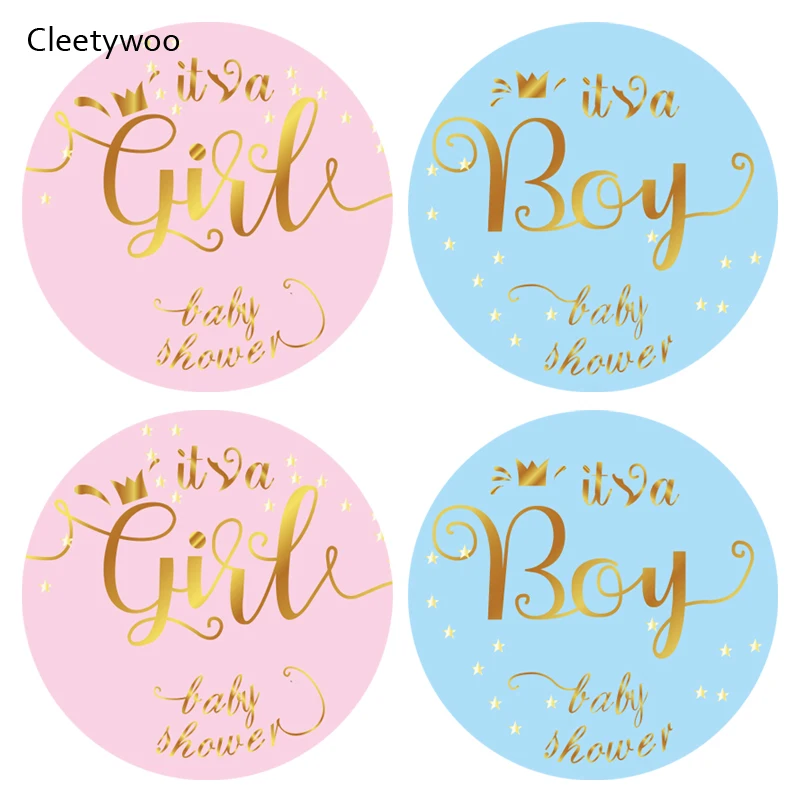 48/60 шт его мальчик девочка Стикеры s Синий Розовый Baby Shower Свадебные украшения для
