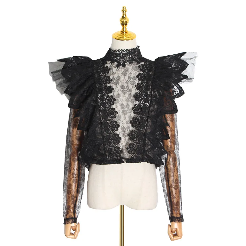 Summer new Korean fashion lace perspective bottoming coat super fairy foreign style collar long sleeve shirt women tide
Summer new Korean fashion lace perspective bottoming coat super fairy foreign style collar long sleeve shirt women tide