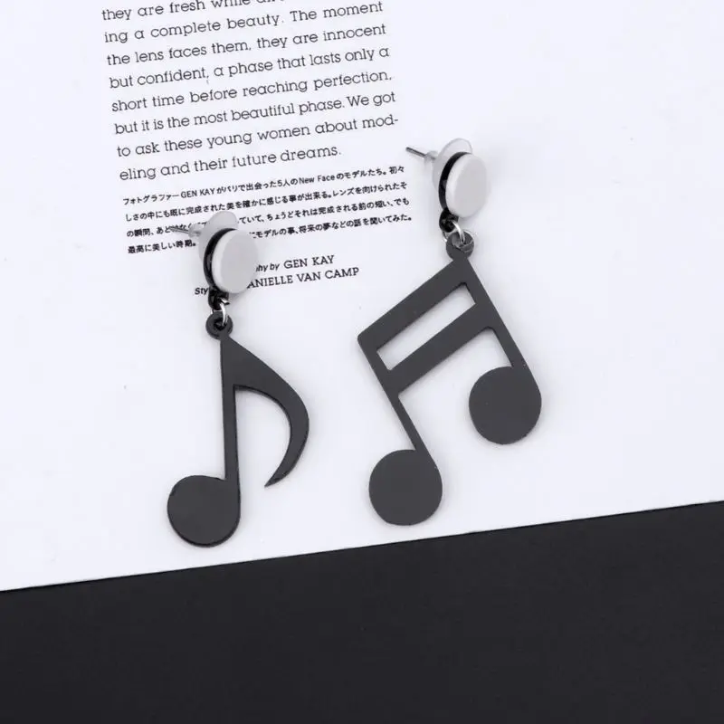Black Musical Note Women Girls Asymmetric Acrylic Drop Earrings Fashion Jewelry | Украшения и аксессуары