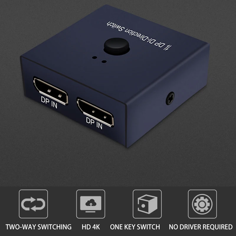 DP Bi-Direction Switch Displayport Splitter 1X2 / 2X1 for Two-Way Switcher Between Computer and Monitor DP Kvm
DP Bi-Direction Switch Displayport Splitter 1X2 / 2X1 for Two-Way Switcher Between Computer and Monitor DP Kvm
