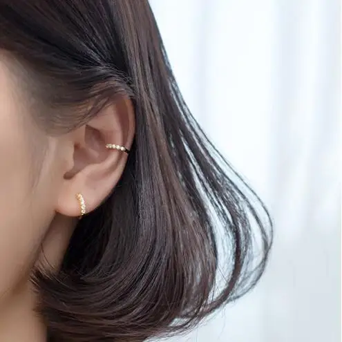 

100% 925 Sterling Silver Shining CZ Ear Cuff Clip on Earrings for Women Girl Without Piercing Earings Jewelry DA372