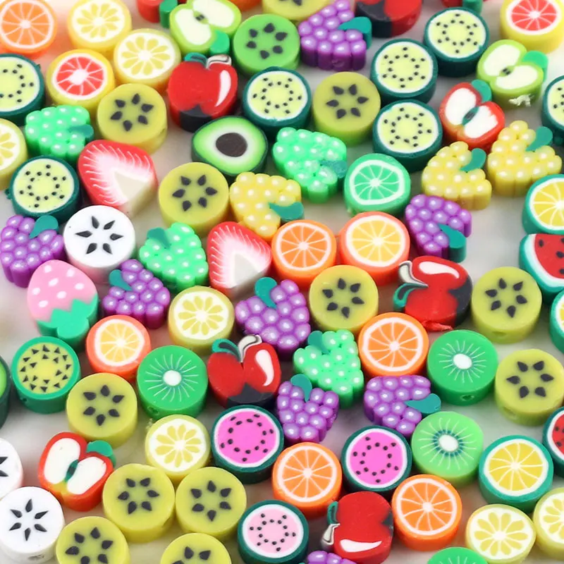 

Mixed Fruit Beads Polymer Clay Spacer Loose Beads for Jewelry Making Charms Bracelet DIY Necklace Accessories 30pcs/Lot 10mm