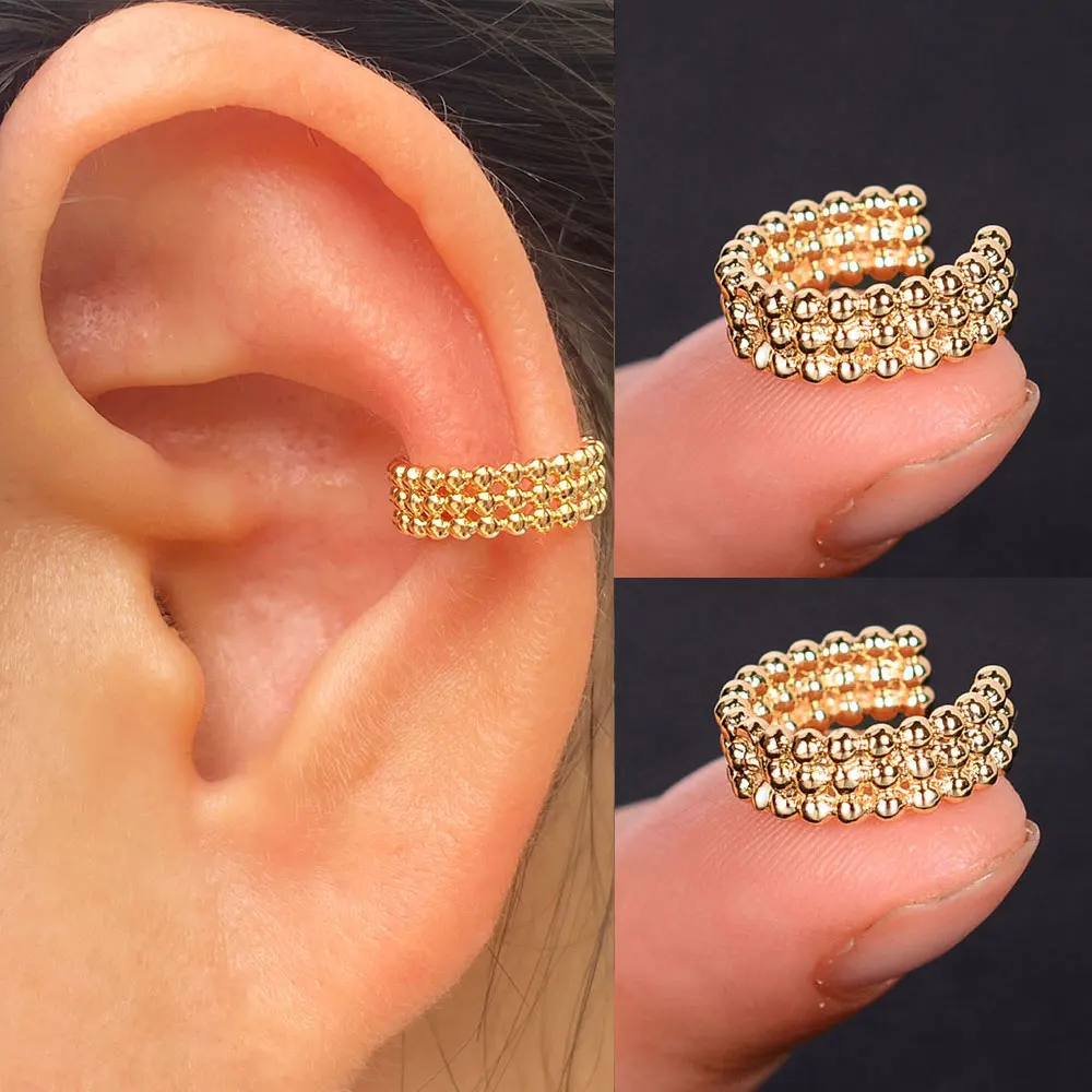 

Punk Gold Color Metal Ear Cuff Ear Clip for Women No Pierced C Shape Star Geometric Small Earcuff Ear Wrap Earcuff Clips Jewelry