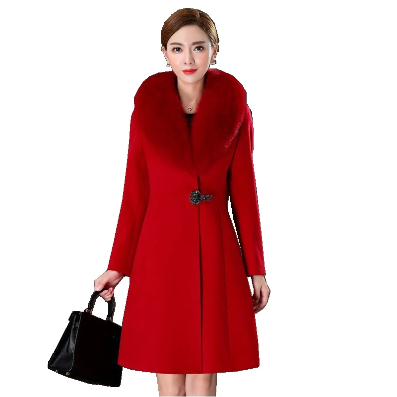 European Style Blended Wool Fur Coat Fox Collar Winter Women Long Warm Outwear Overcoat LF21008MQ
European Style Blended Wool Fur Coat Fox Collar Winter Women Long Warm Outwear Overcoat LF21008MQ