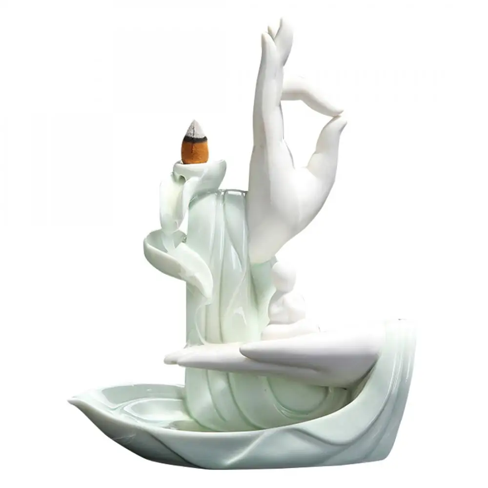 White Ceramic Waterfall Backflow Incense Censer Buddha Hand Smoke Aromatherapy Incense Burner Lotus Incense Stick Home Decor
White Ceramic Waterfall Backflow Incense Censer Buddha Hand Smoke Aromatherapy Incense Burner Lotus Incense Stick Home Decor