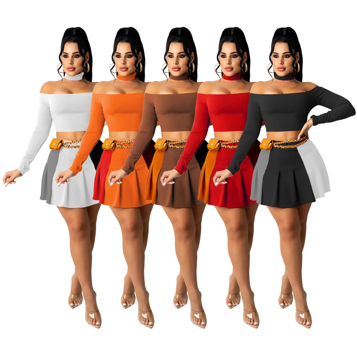 Sporty Women Two 2 Piece Outfits Set Off Shoulder Crop Tops and Pleated Skirts Set Fashion Sweatsuit Matching Set Tracksuit
Sporty Women Two 2 Piece Outfits Set Off Shoulder Crop Tops and Pleated Skirts Set Fashion Sweatsuit Matching Set Tracksuit