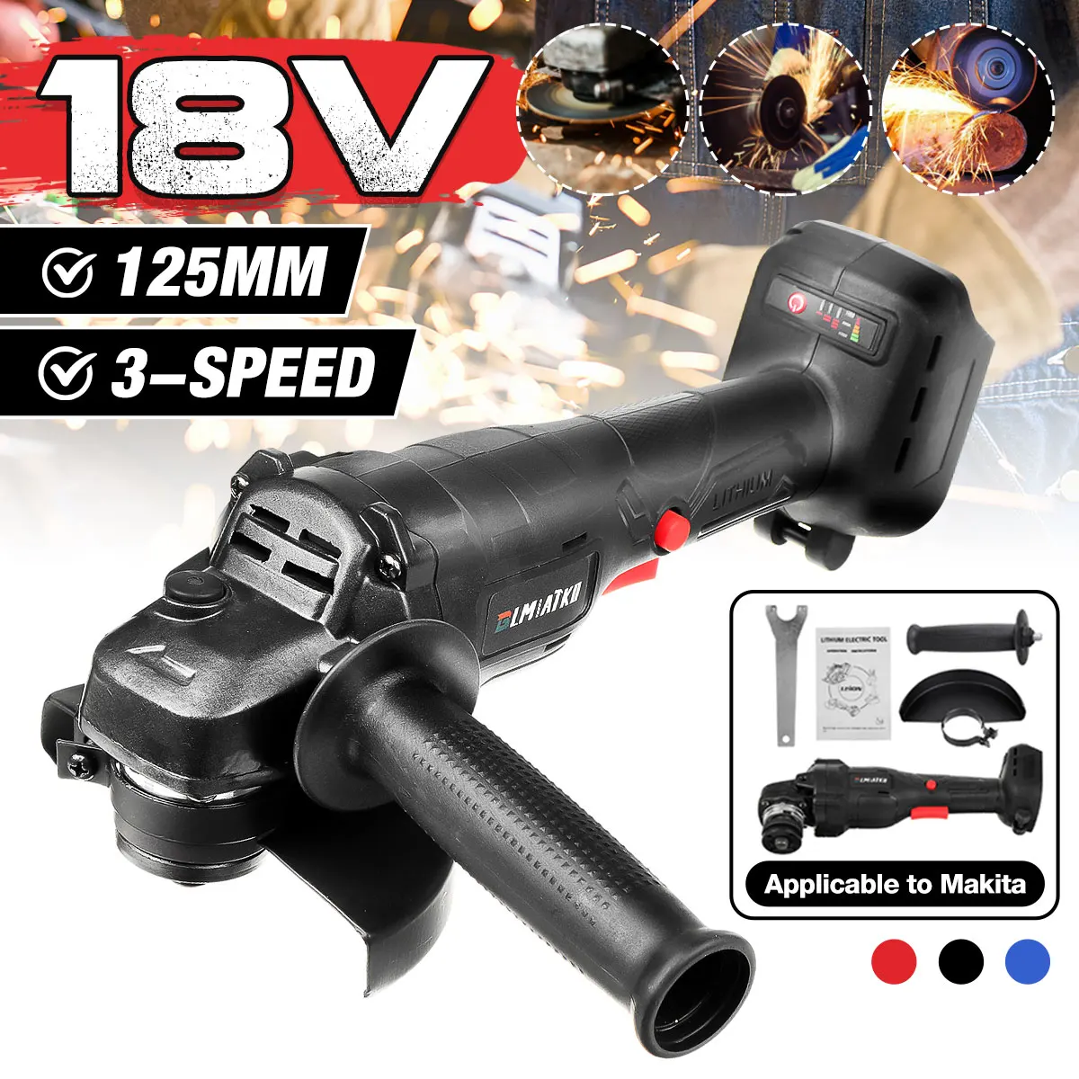 BLMIATKO Brushless Electric Angle Grinder 3 Speed Grinding Machine Cordless Woodworking Power Tool For Makita 18V Battery
BLMIATKO Brushless Electric Angle Grinder 3 Speed Grinding Machine Cordless Woodworking Power Tool For Makita 18V Battery