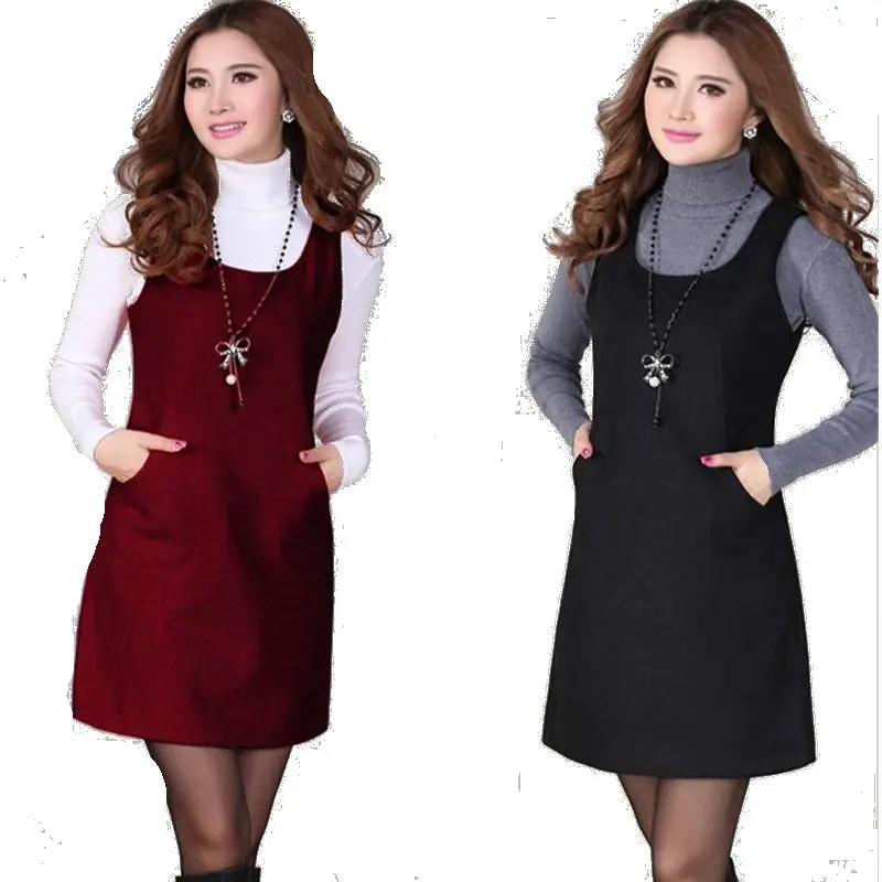 

Oversized Woolen Vest Dress Women's clothing Fashion Slim Sleeveless Dress Autumn/Winter Ladies Vest Dress Factory direct 5XL