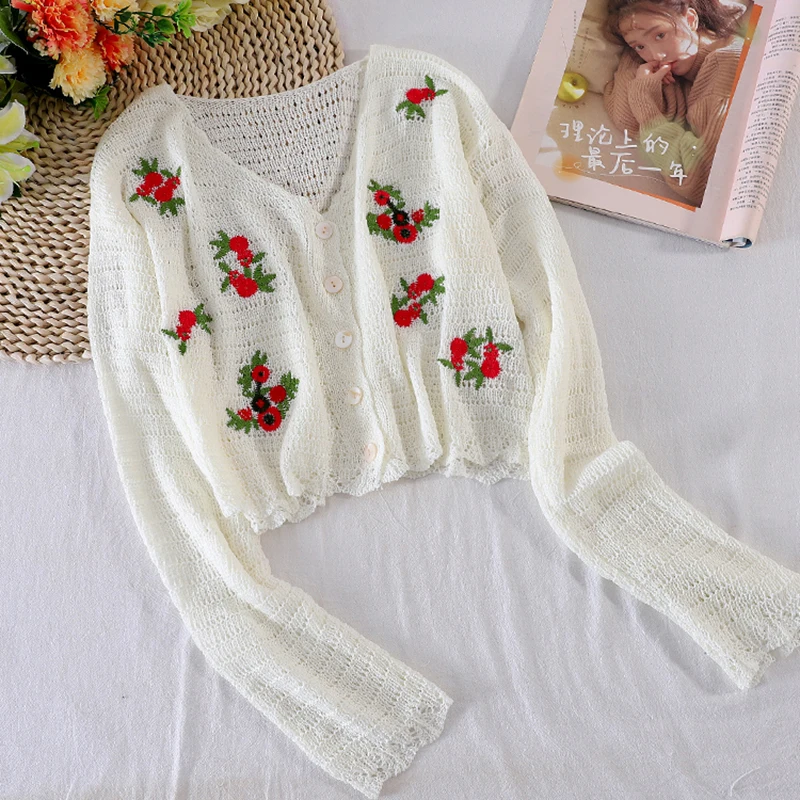 Женский цветочный кардиган с вышивкой, укороченный Вязаный Кардиган с длинным рукавом, белый укороченный свитер, корейский Кардиган, осень ...
Женский цветочный кардиган с вышивкой, укороченный Вязаный Кардиган с длинным рукавом, белый укороченный свитер, корейский Кардиган, осень ...