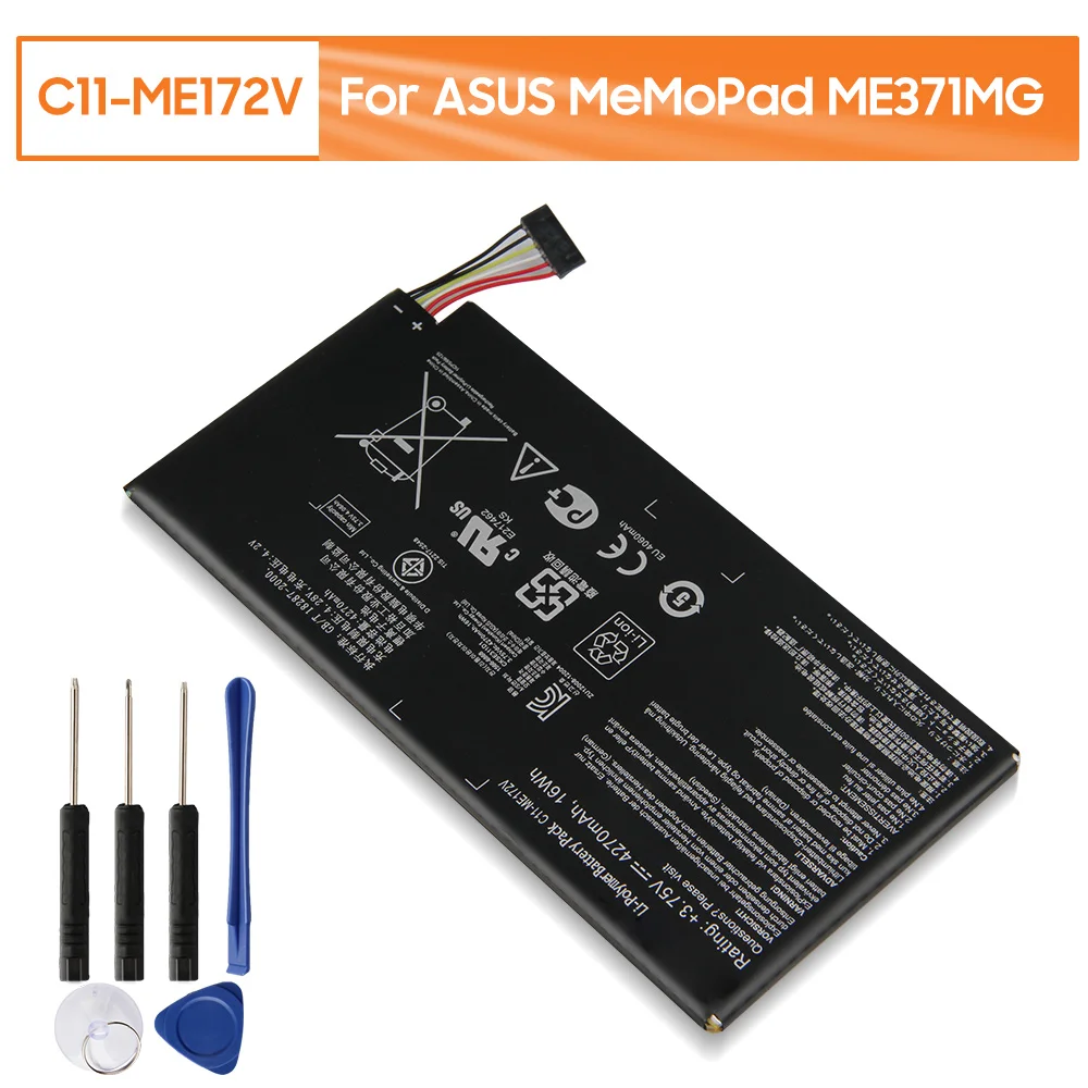 Genuine Replacement Tablet Battery C11-ME172V For ASUS MeMoPad ME371MG k004 ME172V Original Replacement Battery 4270mAh
Genuine Replacement Tablet Battery C11-ME172V For ASUS MeMoPad ME371MG k004 ME172V Original Replacement Battery 4270mAh
