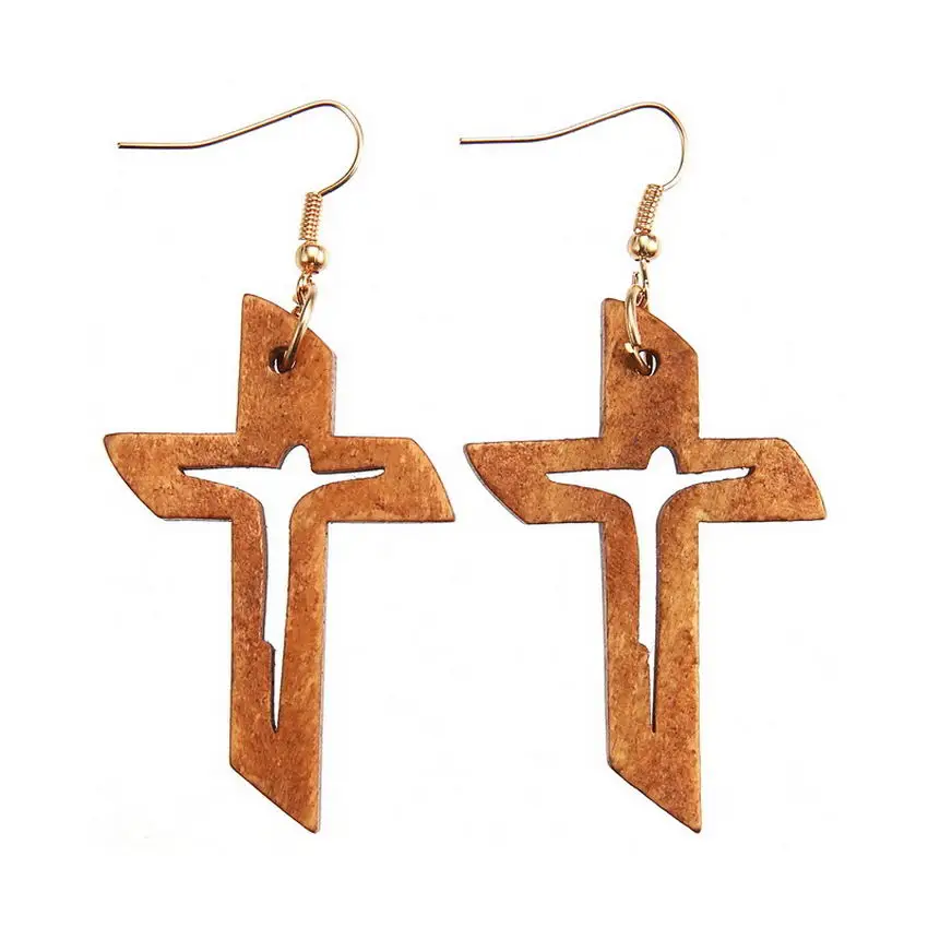 Natural Wood Jesus Cross Drop Earrings for Women Fashion Good Friend Jewelry Accessories Wholesale
Natural Wood Jesus Cross Drop Earrings for Women Fashion Good Friend Jewelry Accessories Wholesale