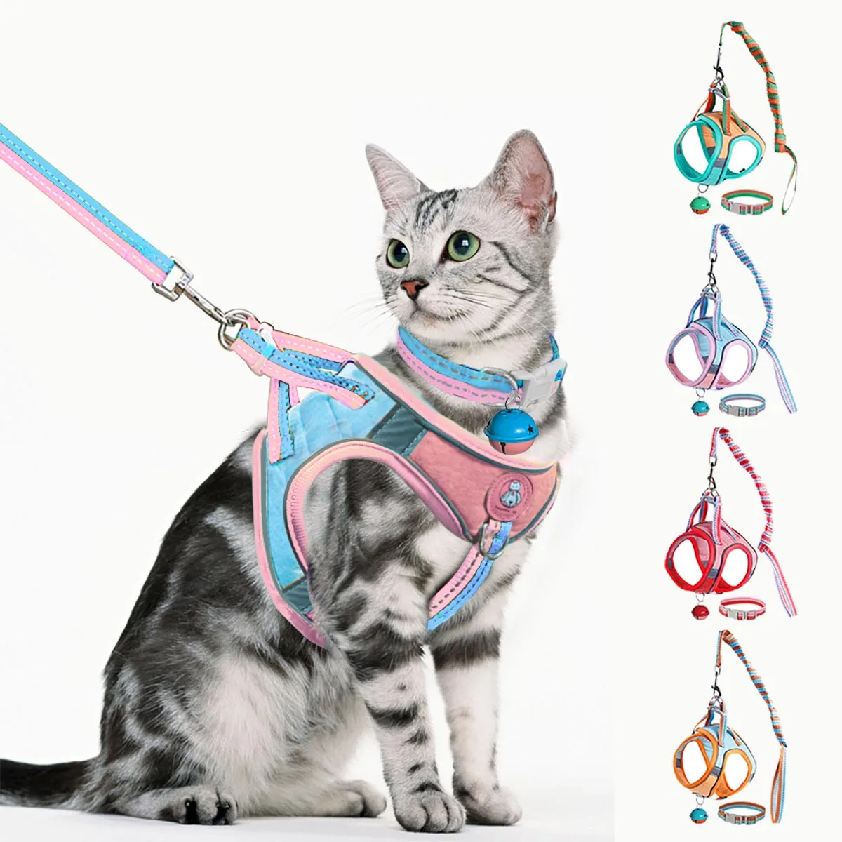 Cat Harness and Leash Set,Escape Proof Kitten Vest with Collars for Walking,Reflective Strap Night Safe Pet Harness with Bells
Cat Harness and Leash Set,Escape Proof Kitten Vest with Collars for Walking,Reflective Strap Night Safe Pet Harness with Bells