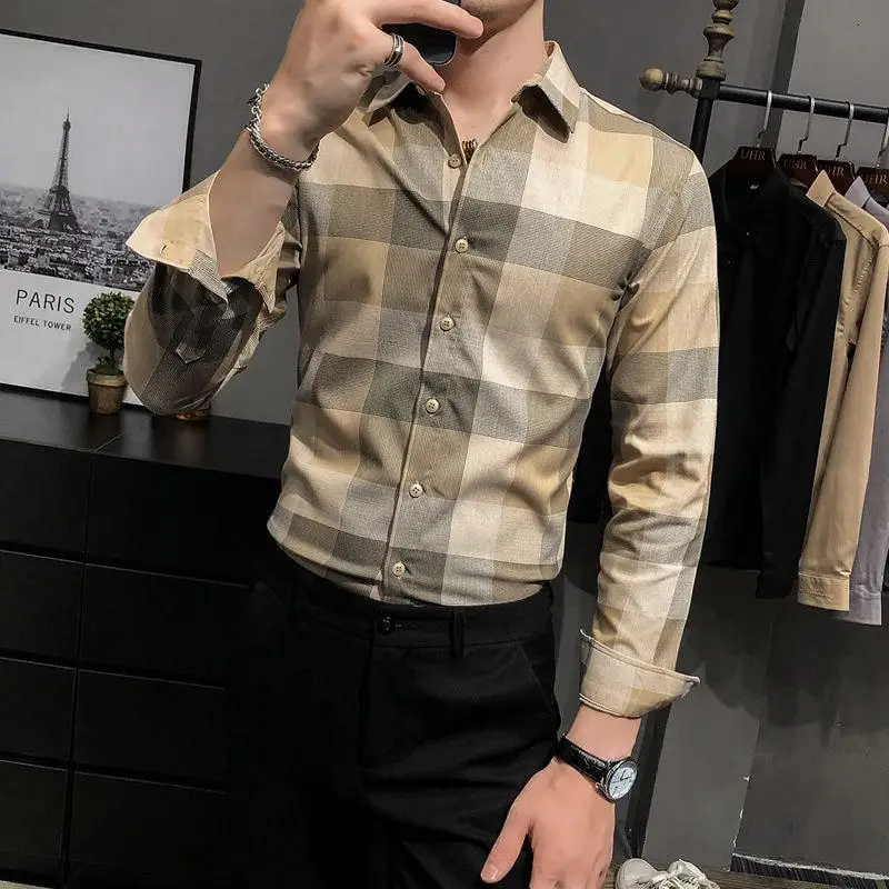 2021 Korean Style Long Sleeve Large Plaid Shirt Men Fashion Autumn Shirt Camisa Social Masculina Men Business White Button Shirt
2021 Korean Style Long Sleeve Large Plaid Shirt Men Fashion Autumn Shirt Camisa Social Masculina Men Business White Button Shirt
