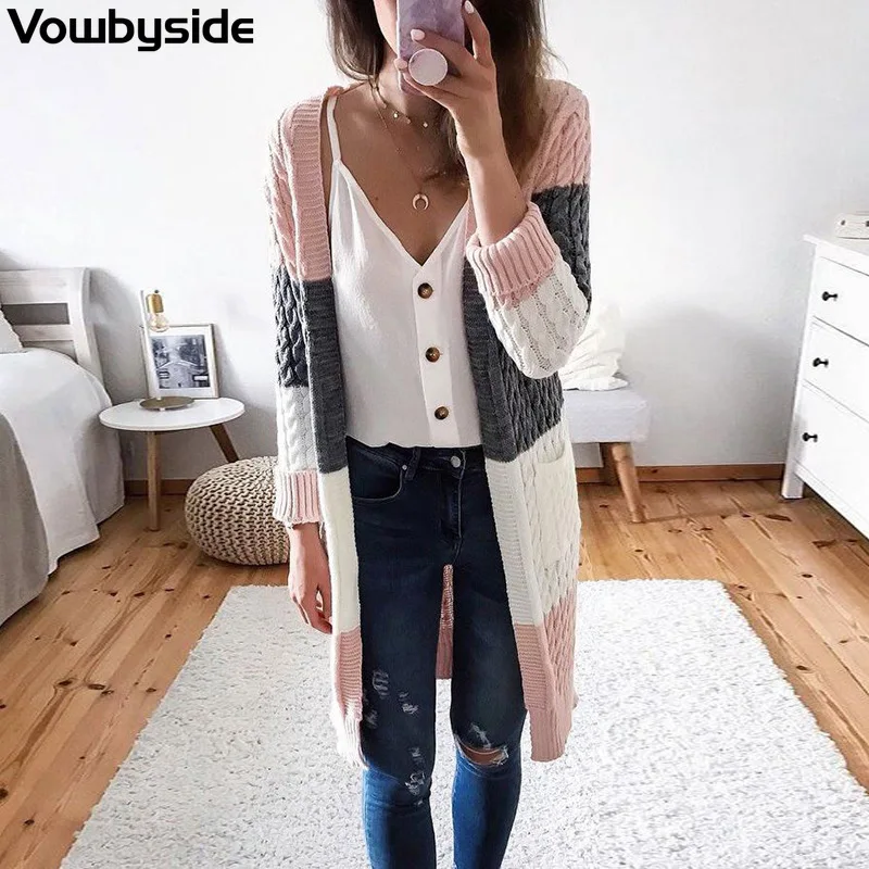 Autumn and Winter Striped Casual Women's Sweater Long Sleeve V-Neck Long Knit Cardigan
Autumn and Winter Striped Casual Women's Sweater Long Sleeve V-Neck Long Knit Cardigan