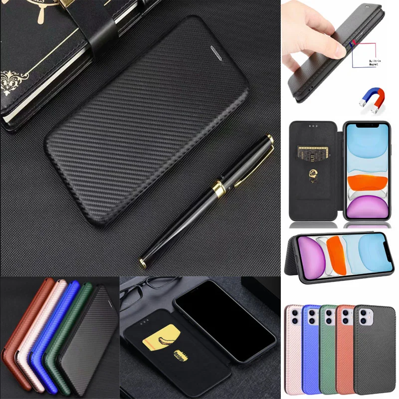 Sony Xperia L4 / xz3 ACE 1 10 carbon wallet case leather magnetic with card slot minimalist | Мобильные телефоны и