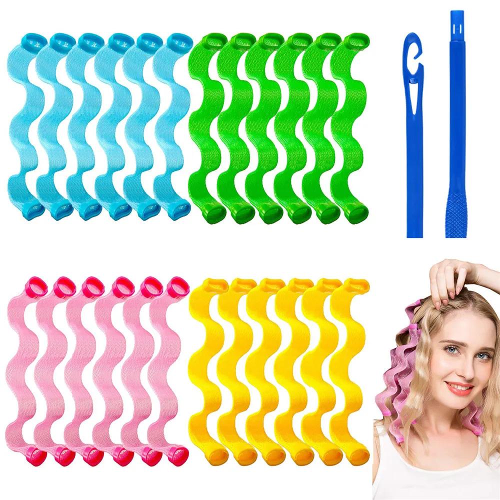 24Pcs Hair Curlers No Heat Curlers 30cm Spiral Curls Styling Kit Magic Heatless Hair Curler Wave Curlers Rolls Styling Hooks
24Pcs Hair Curlers No Heat Curlers 30cm Spiral Curls Styling Kit Magic Heatless Hair Curler Wave Curlers Rolls Styling Hooks