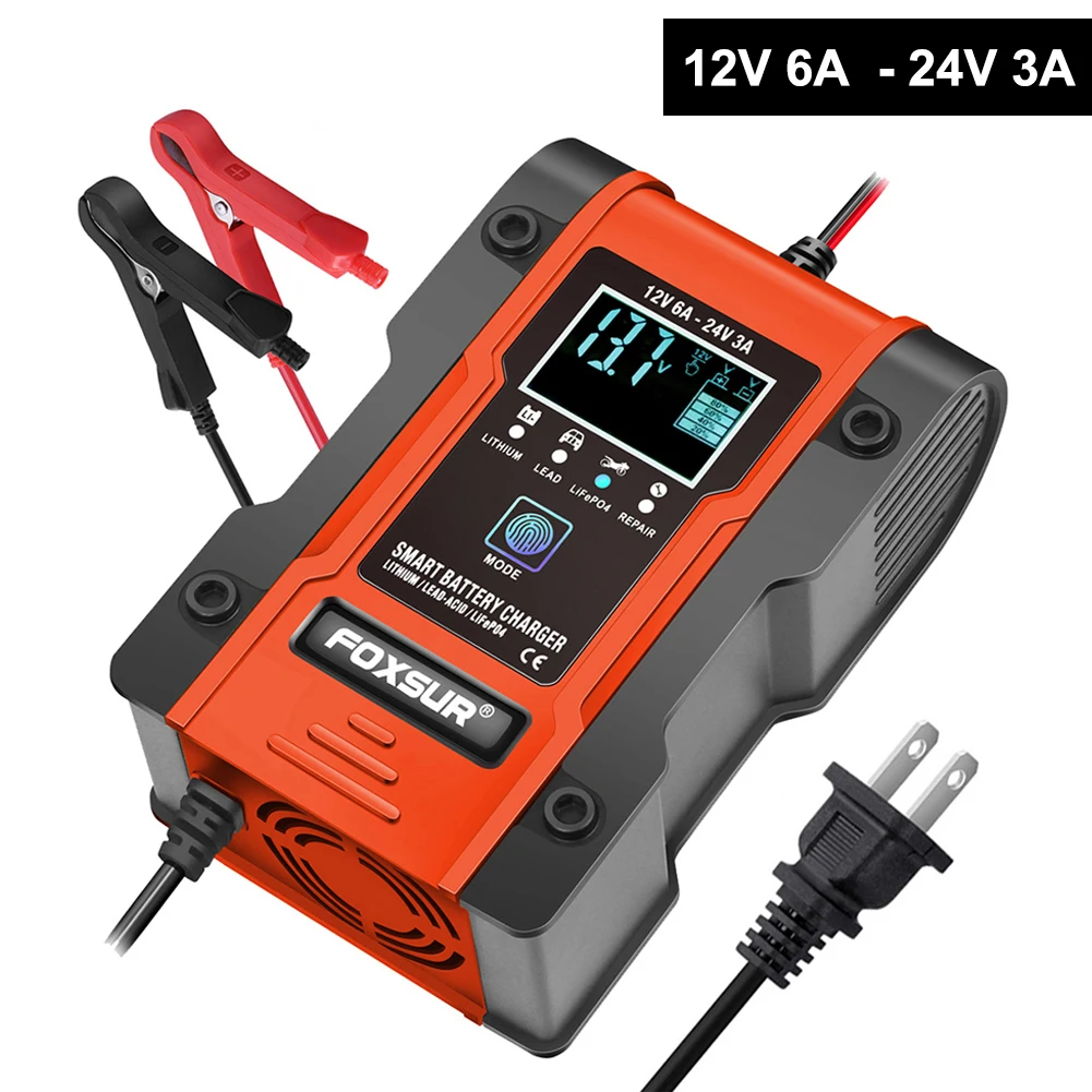 Car Battery Charger 12V/24V 7-Stage Automatic Charging LCD Display Motorcycle Lead-Acid Battery Repair Charger for Gel AGM Wet
Car Battery Charger 12V/24V 7-Stage Automatic Charging LCD Display Motorcycle Lead-Acid Battery Repair Charger for Gel AGM Wet