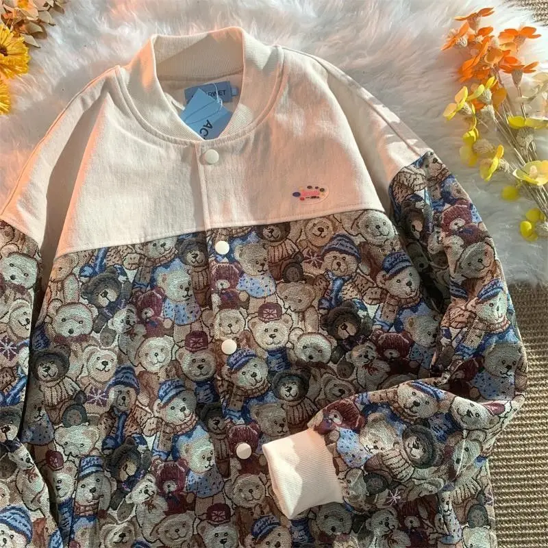 Baseball Uniform Jackets for Women 2021 Spring and Autumn New High-quality Little Bear Vintage Clothes Oversized Female Jacket
Baseball Uniform Jackets for Women 2021 Spring and Autumn New High-quality Little Bear Vintage Clothes Oversized Female Jacket