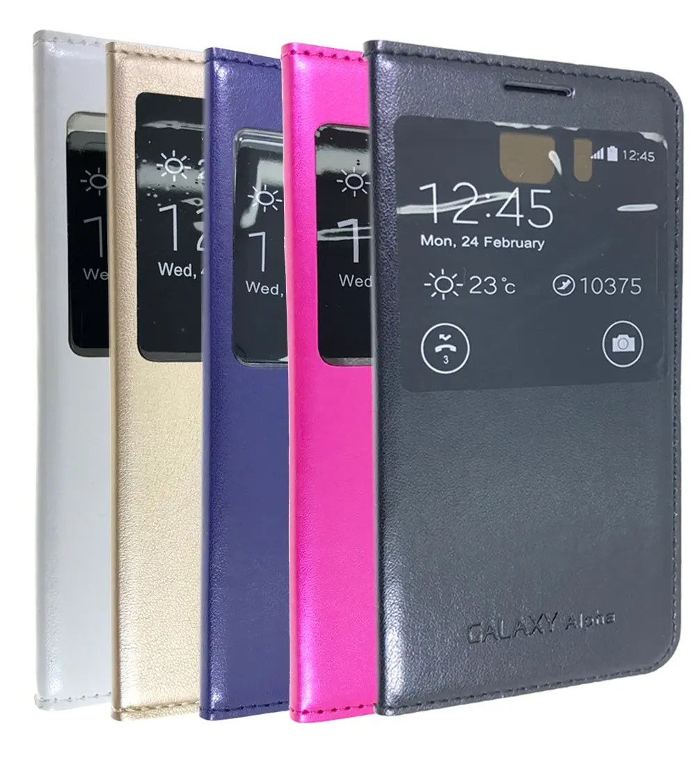 Чехол для Samsung Galaxy Alpha Чехол-книжка из экокожи со смотровым окном разных цветов |