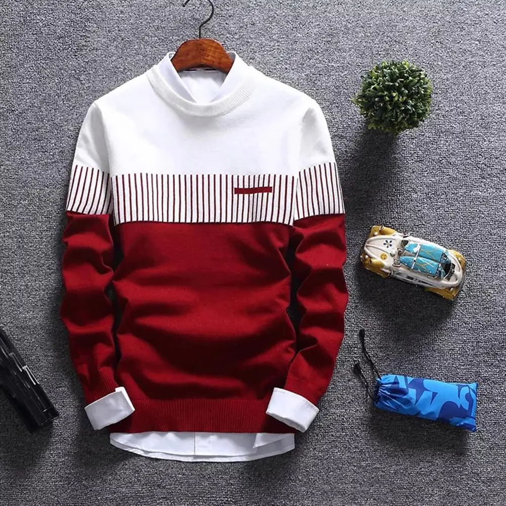 hot Men Color Block Stripe Round Neck Long Sleeve Sliming Knitted Pullover Sweater Top
hot Men Color Block Stripe Round Neck Long Sleeve Sliming Knitted Pullover Sweater Top