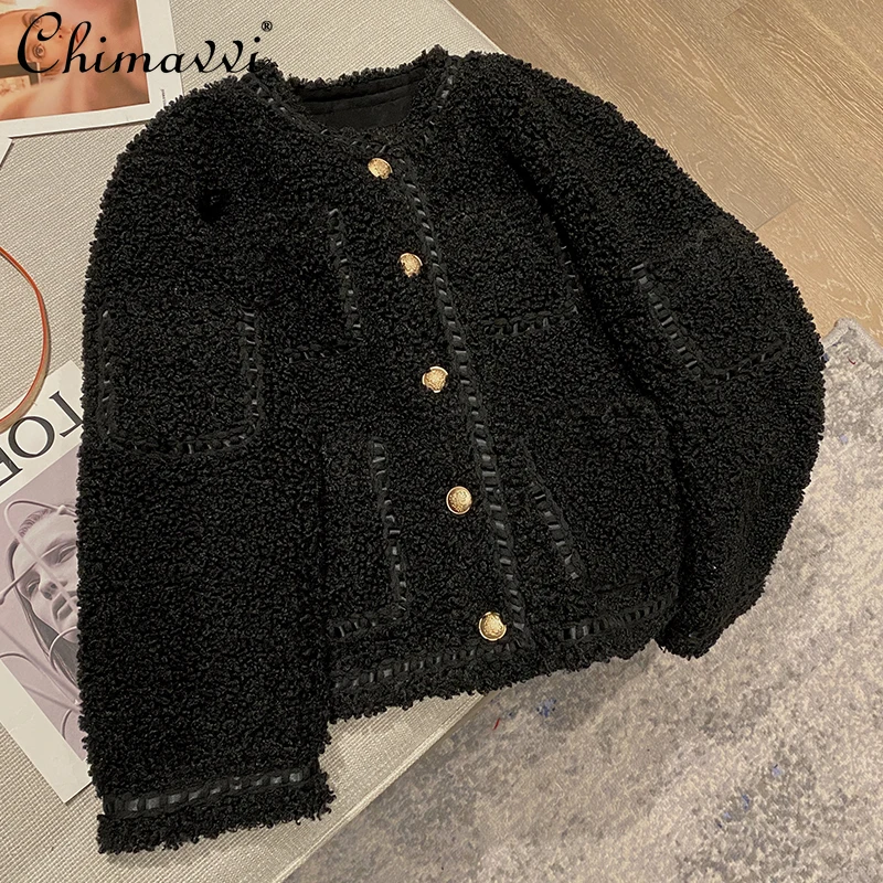 Женское утепленное пальто из овечьей шерсти, короткая черная Повседневная Уличная куртка с длинным рукавом, Осень-зима 2021
Женское утепленное пальто из овечьей шерсти, короткая черная Повседневная Уличная куртка с длинным рукавом, Осень-зима 2021