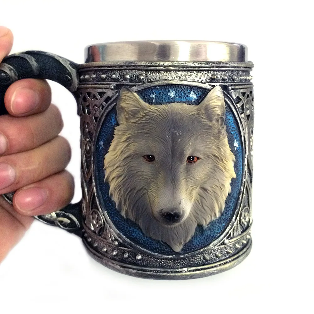 

Пивная кружка Wolf из нержавеющей стали, полимерная 3D кружка, игровая кружка, кофейная чашка, бокал для вина, кружки 450 мл, лучший подарок