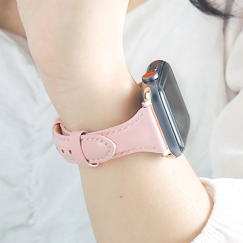 Ремешок из натуральной кожи для Apple Watch браслет iWatch series 6 Se 5 4 3 2 1 42 мм 38 44 40